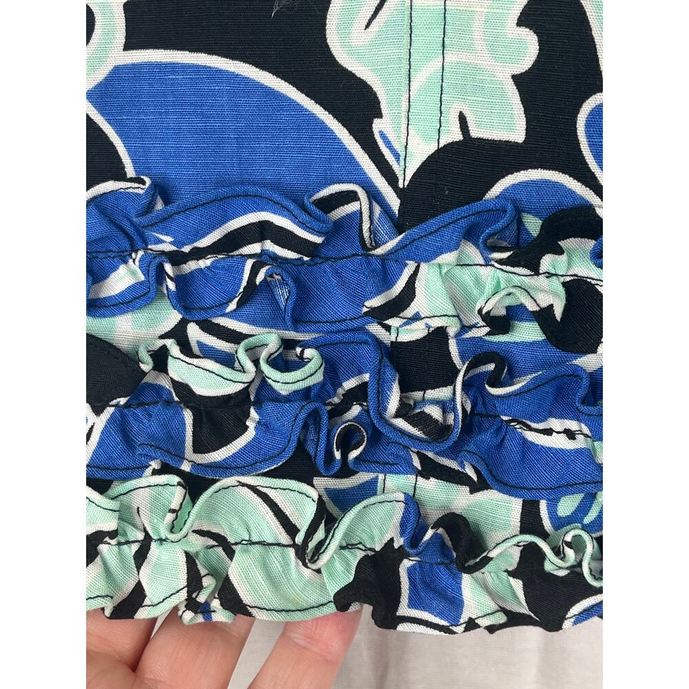 Etcetera linen blend blue green floral knee length skirt, size 6 EUC - Picture 4 of 10
